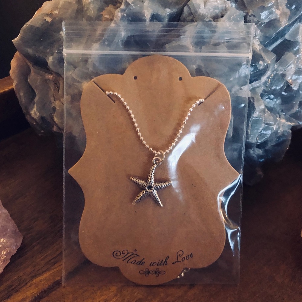Silver Starfish Necklace & Coordinating Earrings